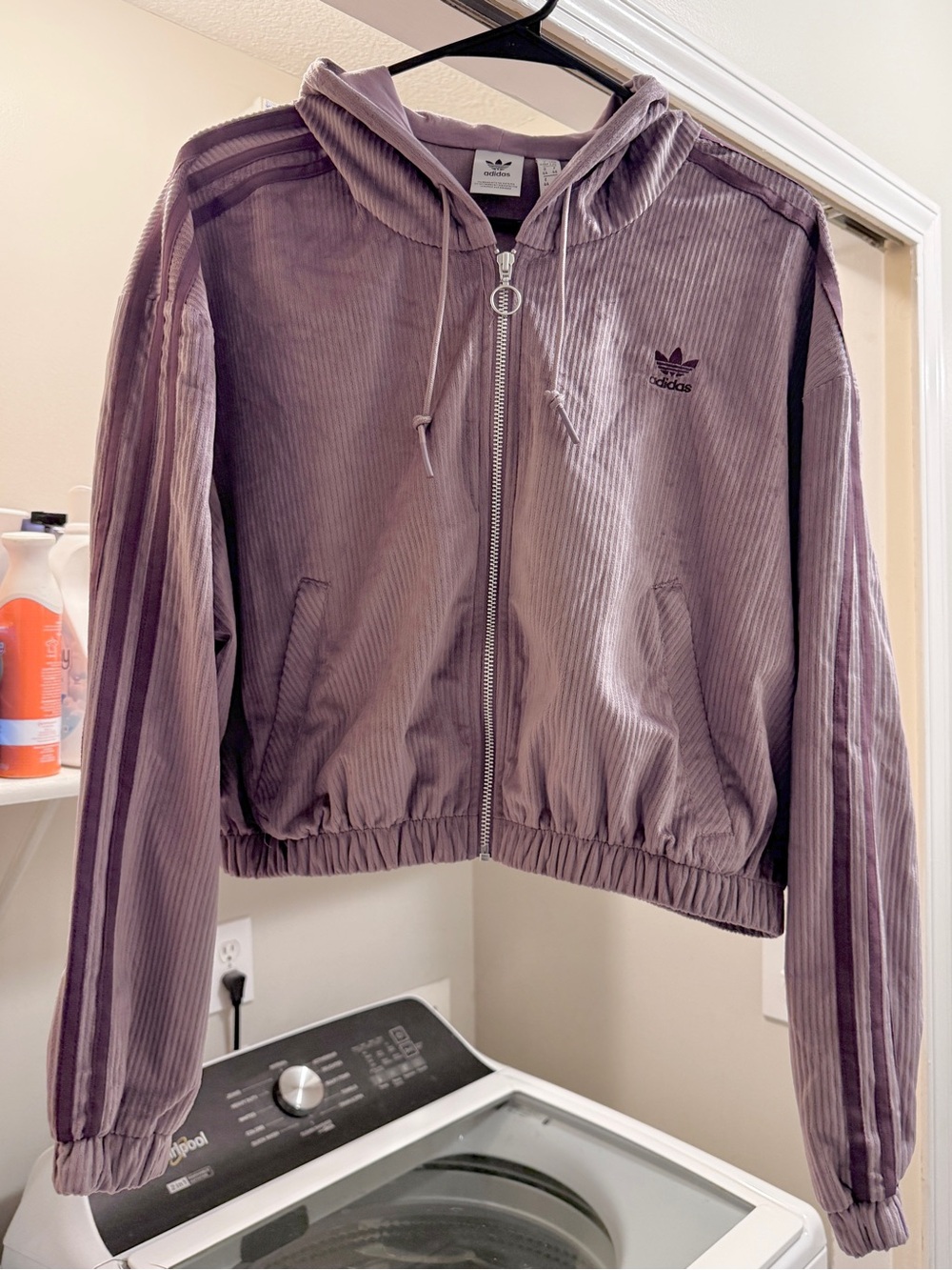 adidas Originals Lilac Velvet Corduroy Hooded Track Jacket & Joggers - Picture 4 of 9